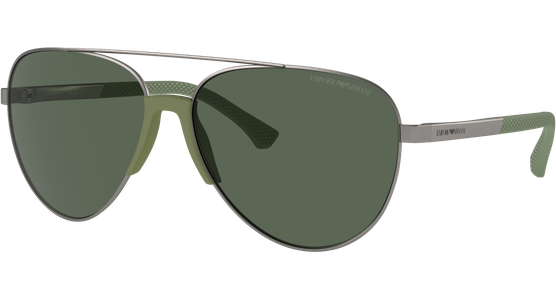 Emporio Armani EA2059 300371 - Sonnenbrille Herren - Fassung: Gun, Metall, Pilot - Glasfarbe: Grün - Ansicht 2