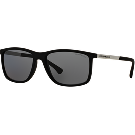 Emporio Armani EA4058 506381 - Sonnenbrille Herren - Fassung: Schwarz, Kunststoff, Rechteck - Glasfarbe: Grau