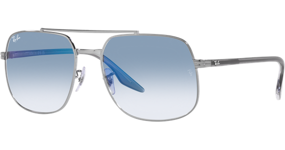 Ray-Ban RB3699 004/3F Glänzendes Gunmetal/Blau - Sonnenbrille Unisex - Fassung: Silber, Metall, Eckig - blaues Glas - Ansicht 2