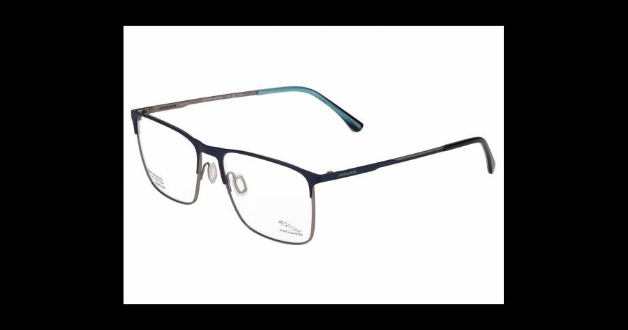 Jaguar 35601 3100 Schwarz/Blau - Halbrand Brille Herren - Fassung: Schwarz, Metall, Rechteck