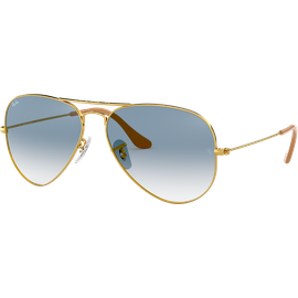 Ray-Ban Aviator Gradient RB3025 001/3F Gold/Blau 62 LARGE Sonnenbrille Unisex Gold, Metall, Pilot Glasfarbe: Blau Verlauf