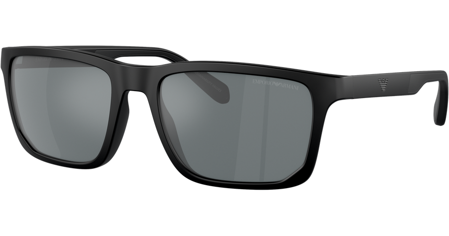 Emporio Armani EA4219 50016G - Sonnenbrille Herren - Fassung: Schwarz, Kunststoff, Rechteck - Glasfarbe: Grey Mirror Black