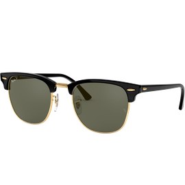 Ray-Ban Clubmaster Classic RB3016 901/58 Sonnenbrille Unisex Fassung Schwarz Kunststoff Eckig Glasfarbe Grün