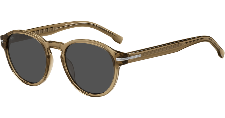 HUGO BOSS BOSS 1506/S - Sonnenbrille Herren - Fassung: Beige, Kunststoff, Panto - Glasfarbe: Grau