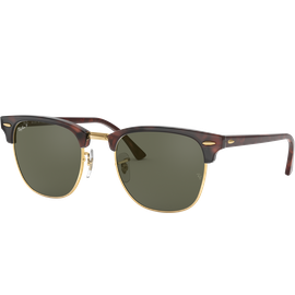 Ray-Ban Clubmaster Classic RB3016 990/58 Sonnenbrille Unisex Fassung Havanna Kunststoff Eckig Glasfarbe Grün