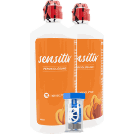 meineLinse sensitiv Peroxidlösung 2x360ml mit Kontaktlinsenbehälter