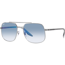Ray-Ban RB3699 004/3F Glänzendes Gunmetal/Blau - Sonnenbrille Unisex - Fassung: Silber, Metall, Eckig - blaues Glas