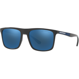 Emporio Armani EA4097 501755 - Sonnenbrille Herren - Fassung: Schwarz, Kunststoff, Eckig - Glasfarbe: Mirror Blue