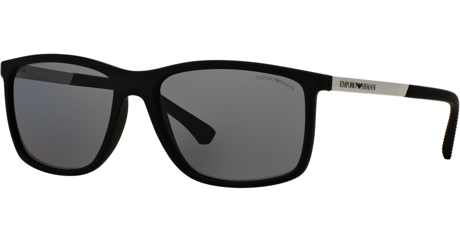 Emporio Armani EA4058 506381 - Sonnenbrille Herren - Fassung: Schwarz, Kunststoff, Rechteck - Glasfarbe: Grau