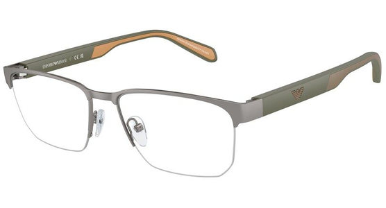 Emporio Armani EA1162 3003, Silber/Grün - Halbrand Brille Herren - Fassung: Grün, Metall, Eckig - Ansicht 2