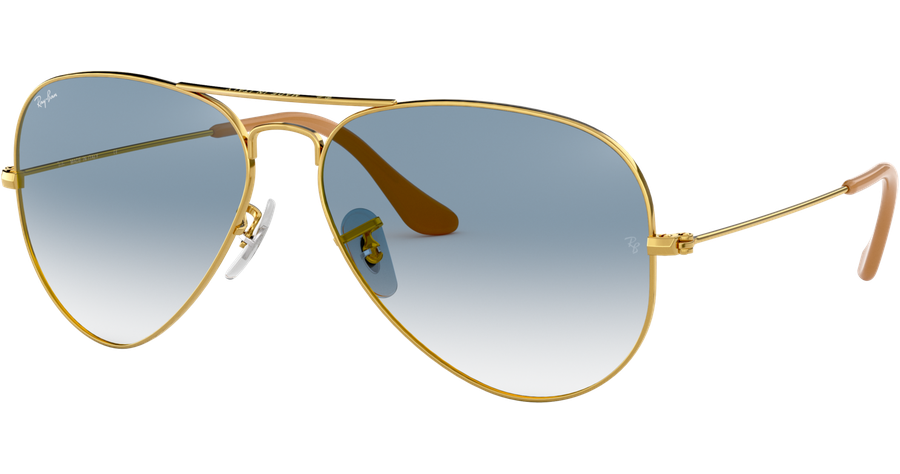 Ray-Ban Aviator Gradient RB3025 001/3F Gold/Blau 58 - MEDIUM - Sonnenbrille Unisex - FGold, Metall, Pilot Blaues Glas mit Verlauf