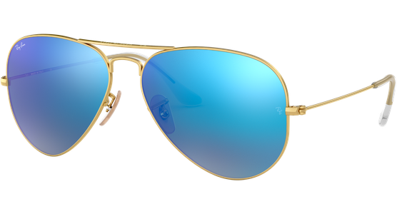 Ray-Ban Aviator Flash Lenses RB3025 112/17, Gold/Blau Verspiegelte Sonnenbrille - Ansicht 2