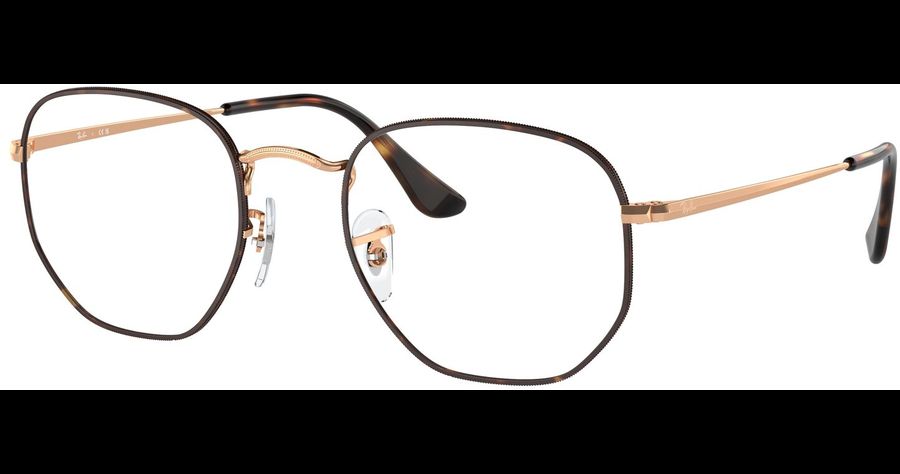 Ray-Ban Brille RX6448 3176, Glänzendes Havana auf Roségold