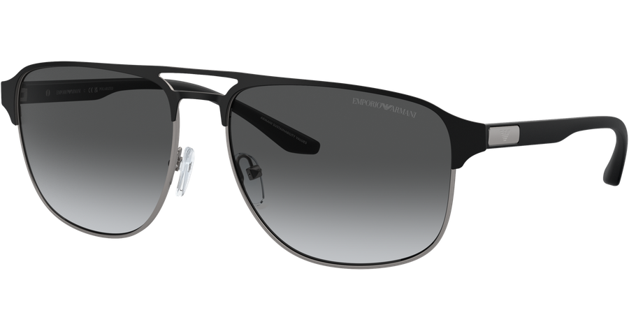Emporio Armani EA2144 336511 - Sonnenbrille Herren - Fassung: Schwarz, Metall, Pilot - Glasfarbe: Grau