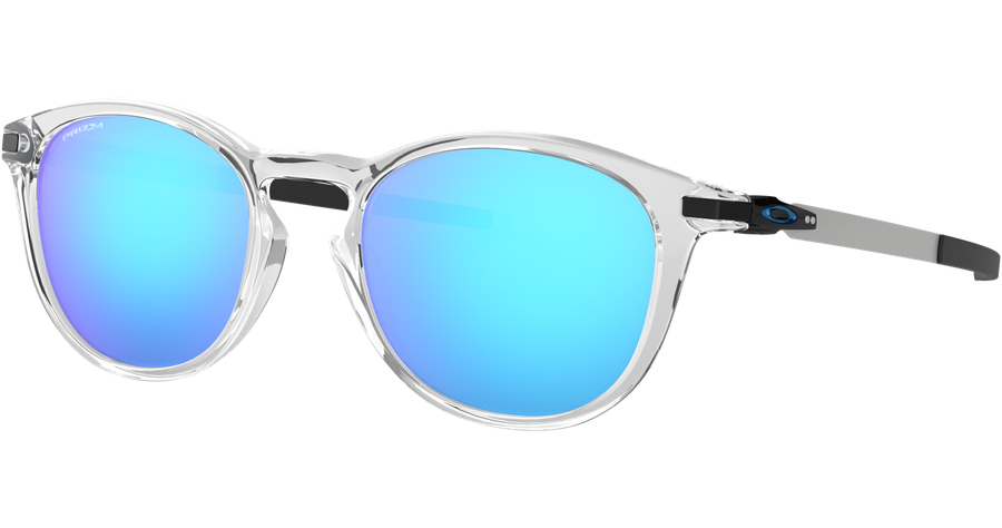 Oakley Pitchman OO9439 943904, Transparent glänzend/Prizm Sapphire - Sportsonnenbrille Herren - Fassung: Transparent, Kunststoff, Rund - Glasfarbe: Prizm Sapphire